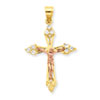 10k Two-tone CZ Crucifix Pendant
