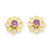 14k Flower w/Purple CZ Post Earrings