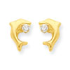 14k Dolphin w/CZ Post Earrings