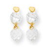 14k CZ Heart Dangle Post Earrings