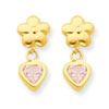 14k Flower/Heart w/Pink CZ Post Earrings