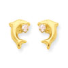 14k Dolphin w/Pink CZ Post Earrings