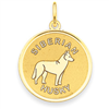 14k Siberian Husky Disc Charm