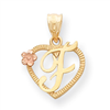 14k Two-Tone Initial F in Heart Charm