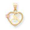 14k Two-Tone Initial S in Heart Charm