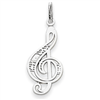 14k White Gold Treble Cleft Charm