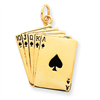 14k Enameled Royal Flush Playing Cards Charm