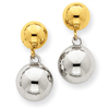 14k Two-tone Polished Ball Dangle Post Earrings