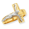 14k Two-tone Polished & Diamond-Cut Mens Crucifix Ring