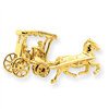 14k Solid Polished 3-Dimensional Horse & Carriage Charm