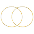 14K Gold 1.25x57mm Diamond Cut Endless Hoop Earring