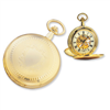 Charles Hubert 14k Gold-plated White Dial with Date Pocket Watch