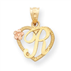 14k Two-Tone Initial R in Heart Charm