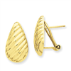 14k Polished Diagonal Teardrop Omega Back Post Earrings