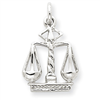14k White Gold Polished Flat-Backed Small Scales of Justice Charm