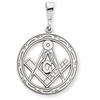 14k White Gold Large Masonic Pendant