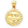14k Solid Polished 3-Dimensional Sun Pendant