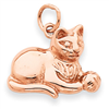 14k Rose Gold Solid Polished Open-Backed Cat Charm