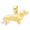 14k Solid Polished 3-Dimensional Wire Haired Dachshund Charm
