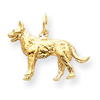 14k Solid Polished 3-Dimensional German Shepard Charm