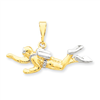 14k & Rhodium Polished Open-Backed Scuba Diver Pedant