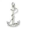 14k White Gold Solid Polished 3-Dimensional Anchor Charm