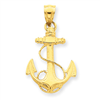 14k Solid Polished Anchor Pendant