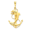 14k Solid Polished Anchor with Dolphin Pendant
