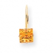 14k 6mm Princess Cut Citrine leverback earring