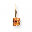14k 5mm Princess Cut Citrine leverback earring