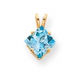14k 7mm Princess Cut Blue Topaz pendant