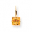 14k 7mm Princess Cut Citrine leverback earring