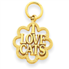 14k I Love Cats Charm
