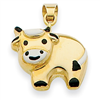 14k Enameled Cow Charm