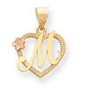 14k Two-Tone Initial M in Heart Charm