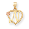 14k Two-Tone Initial N in Heart Charm