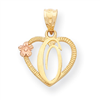 14k Two-Tone Initial O in Heart Charm