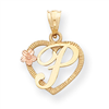 14k Two-Tone Initial P in Heart Charm