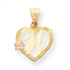 14k Two-Tone Initial W in Heart Charm