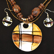 Brown and Black Necklace and Earrings Set