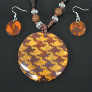 Brown Mother of Pearl Necklace and Earrings Set