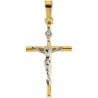14K Yellow/White 20.00X13.00 MM Two Tone Crucifix Pendant