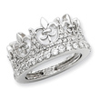 Sterling Silver Fleur-de-lis Crown CZ Ring