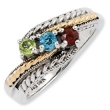 Sterling Silver & 14k Three-stone Mother