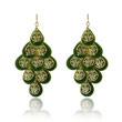 Gold-tone Green Enamel Dangle Earrings