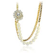 Gold-Tone Pearl And CZ Fancy Stylish Necklace