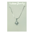 Silver-tone CZ Flower Necklace