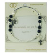 Silver-tone Stretch Bracelet With Black Beads