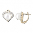 Fresh Water Pearl Diamond Heart Shape YG Earrings