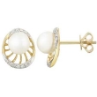 Freshwater Pearl Diamond Earrings